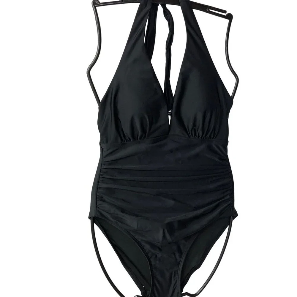 DKYN LADIES SWIMSUIT HALTER 4 way stretch‎ TUMMY CONTROL MD NWT